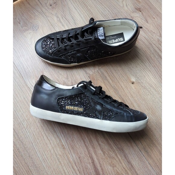 Golden Goose  Super Star Low Top Black Glitter Sneaker Womens EU 41 - Picture 1 of 13